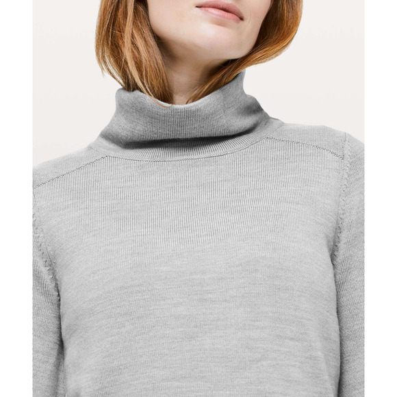 Lululemon Merino Wool Turtleneck Relaxed Sweater Grey Plus Size 12 NWOT - Picture 5 of 11